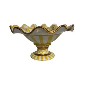 Mackenzie-Childs Yellow Honeymoon Ceramic Compote